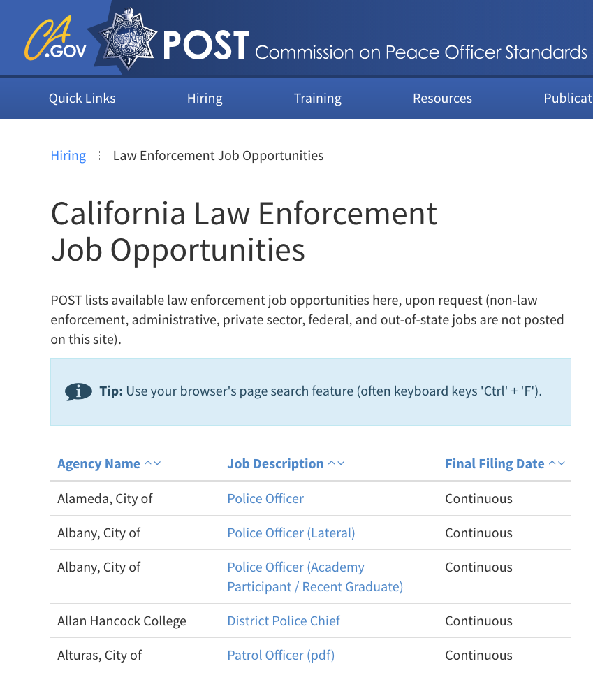 POST job listings page