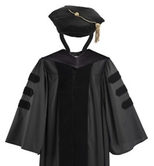 dark grad cap and gown