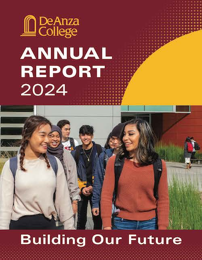 Annual Report cover with photo of young women outside MLC